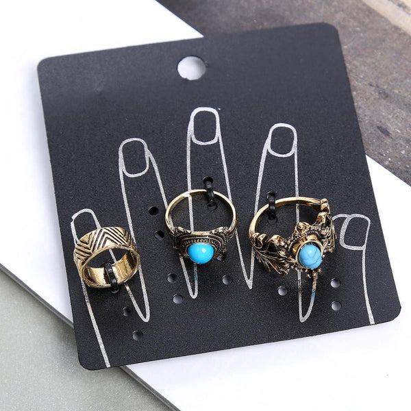 Bohemian Elephants Ring 10pcsTurquoise Retro Boho Rings