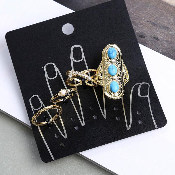 Bohemian Elephants Ring 10pcsTurquoise Retro Boho Rings