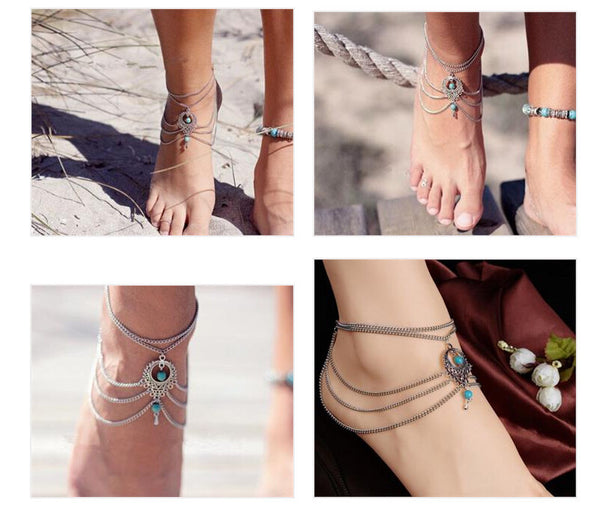 Boho Ethnic Turquoise Beads Anklets  Free Shipping - Store4Deals